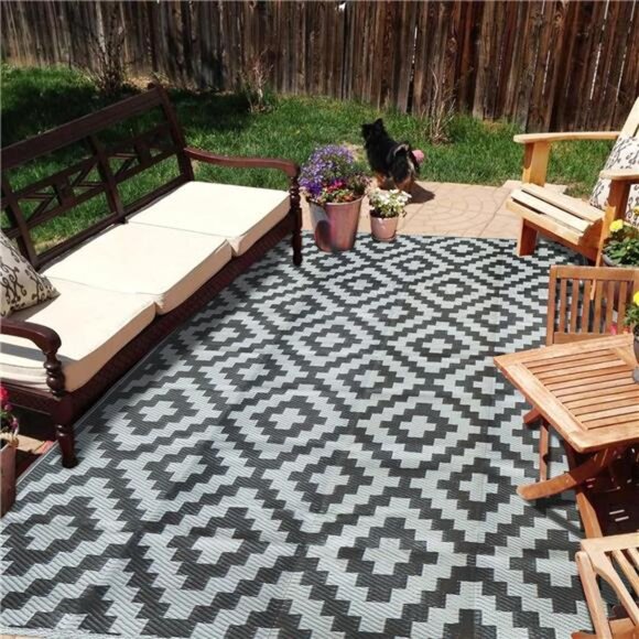 Reversible Mats, Plastic Straw Rug, Modern Area Rug, Large Floor Mat and Rug - Picture 1 of 6